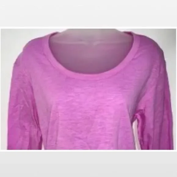 New Small Bright Pink Ruffle Hem Long Sleeve Top - Picture 3 of 15